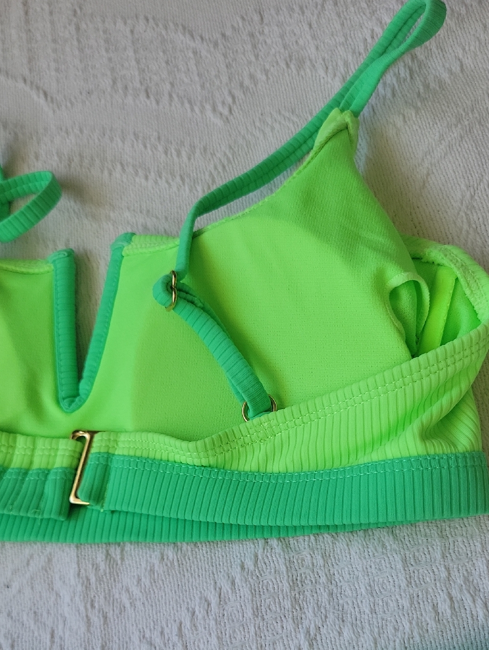 Salt + Cove Juniors 2-Piece V-Wire Bralette Bikini Swimsuit Set, Green, Small - Picture 5 of 5